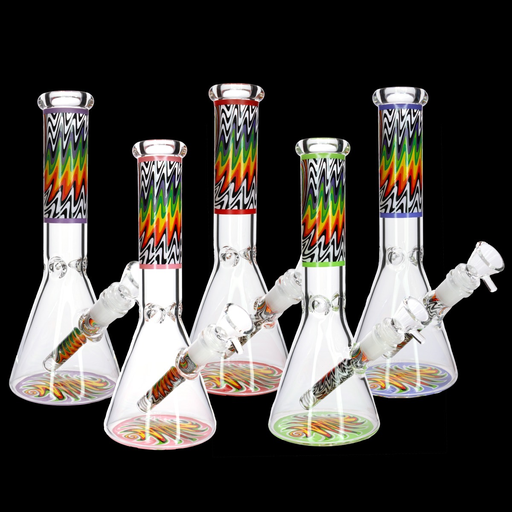 [Temp-HAM-000572] 10" WIG WAG BEAKER TUBE GLASS BONG MWP-168-B ASSORTED COLORS