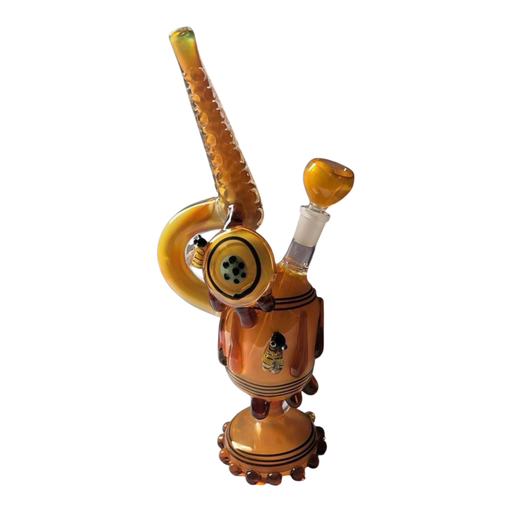 [Temp-HAM-000586] 12" HONEY TELESCOPE MELTED GLASS FANCY BUBBLER ASSORTED COLORS