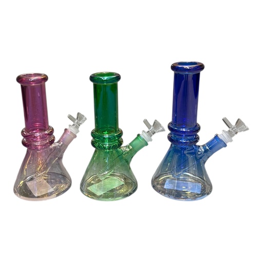 [Temp-HAM-000622] 6" BEAKER HEAVY IRISDECENT GLASS BONG ASSORTED COLORS