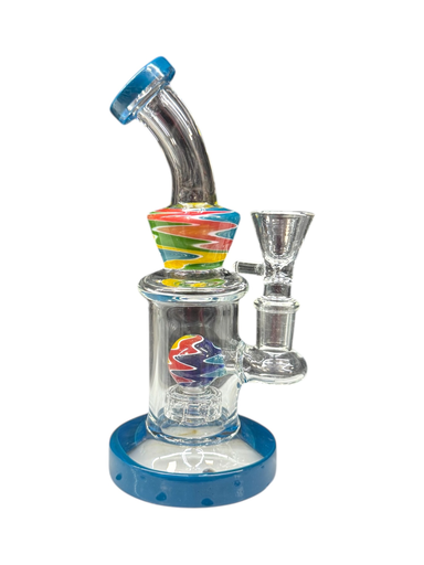 [Temp-HAM-000662] 7" STRAIGHT WIG WAG PERC VENT GLASS BONG ASSORTED COLORS
