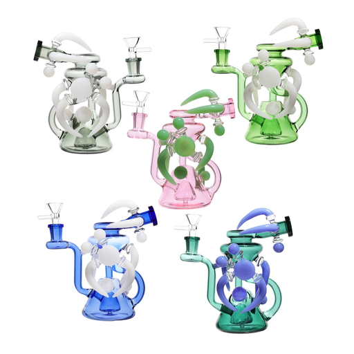 [Temp-HAM-000663] 7" SUPER EXOTIC GLASS RECYCLER WP-86 ASSORTED COLORS
