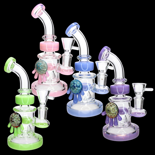 [Temp-HAM-000692] 8" MELTED SLIME GLASS BONG MWP-188 ASSORTED COLORS