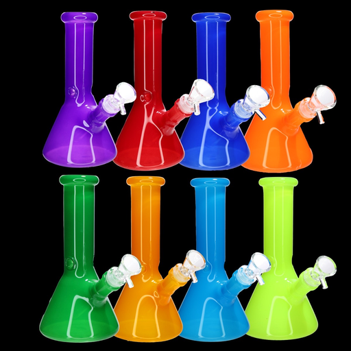 [Temp-HAM-000693] 8" MILKY COLOR BEAKER GLASS BONG MWP-180 ASSORTED COLORS