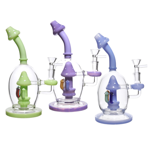 [Temp-HAM-000704] 9" CAPSULE MUSHROOM GLASS BONG WP-22 ASSORTED COLORS