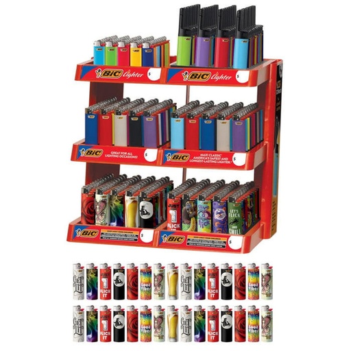 [Temp-HAM-001096] BIC POWERHOUSE MIXED LIGHTERS 6 TIER DISPLAY OF 320