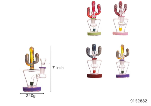 [Temp-HAM-001220] CACTUS GLASS WATER PIPE #9152882 ES23105 ASSORTED COLORS