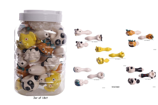 [Temp-HAM-001275] CERAMIC HAND PIPE #9162607 MIX DESIGNS 24CT JAR