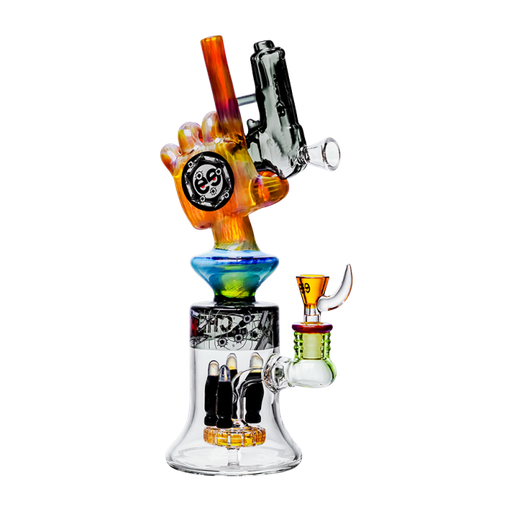 [Temp-HAM-001347] CHEECH PISTOL WITH REMOVABLE PISTOL HANDPIPE 12.5" GLASS WATER PIPE #CHE-356