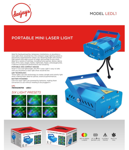 [Temp-HAM-001567] DEEJAYS PORTABLE MINI LASER LIGHT