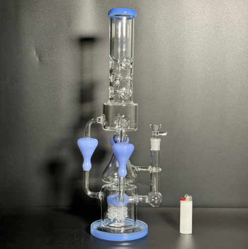 [Temp-HAM-002172] GLASS WATER PIPE 18" #DYW-65 MILKY BLUE
