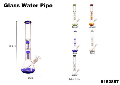 [Temp-HAM-002192] GLASS WATER PIPE #9152857 XYZ-176 ASSORTED COLORS