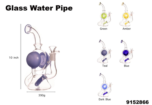 [Temp-HAM-002196] GLASS WATER PIPE #9152866 XYZ-425 ASSORTED COLORS
