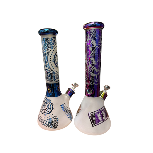 [Temp-HAM-002494] ICED OUT 7MM WATER PIPE ASSORTED DESIGNS 14” #4286996