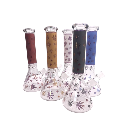 [Temp-HAM-002922] LEAF LUXE 7MM WATER PIPE ASSORTED DESIGNS 14” #6849380