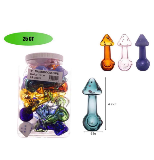 [Temp-HAM-003419] MUSHROOM 4" PIPE COLOR TUBE 25CT JAR