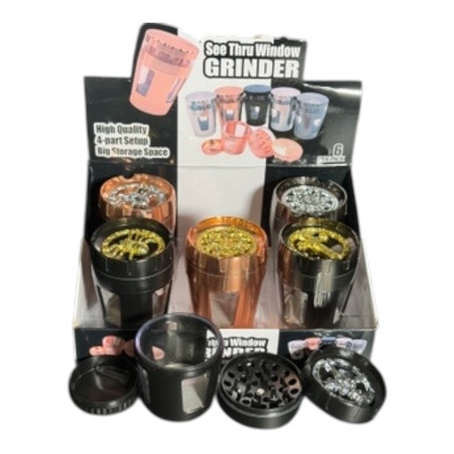 [Temp-HAM-004317] SEE THRU WINDOW GRINDER WITH EMBLEM TOP 4 PARTS #SW-2253 BOX OF 6