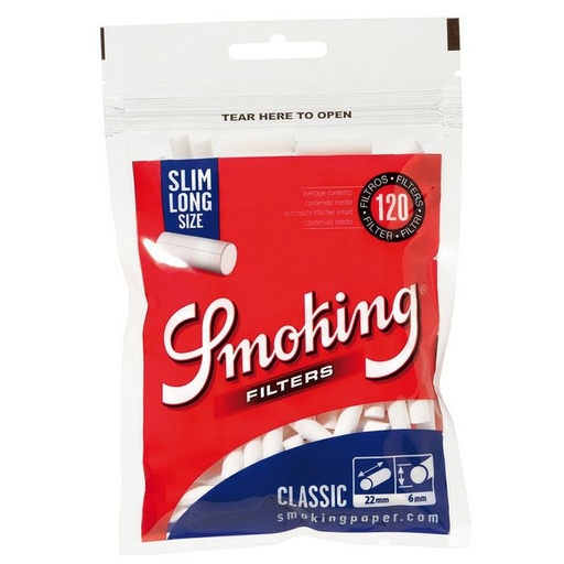 [Temp-HAM-004391] SMOKING SLIM LONG SIZE CLASSIC FILTERS 6MM X 22MM 120CT BOX OF 30