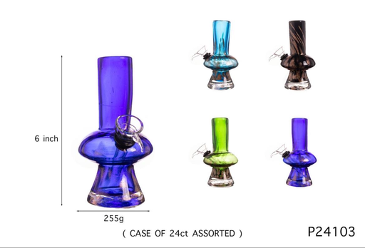 [Temp-HAM-004498] SOFT GLASS WATER PIPE 6" #GP24103 ASSORTED COLORS