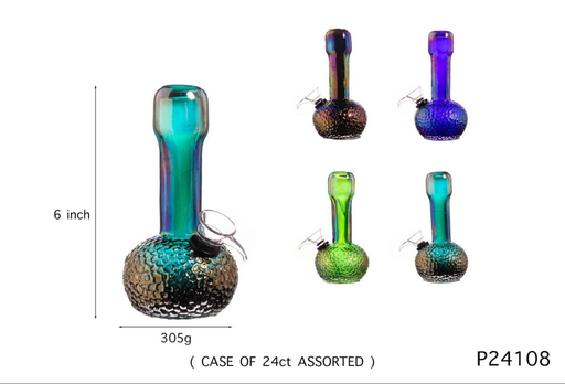 [Temp-HAM-004499] SOFT GLASS WATER PIPE 6" #GP24108 ASSORTED COLORS