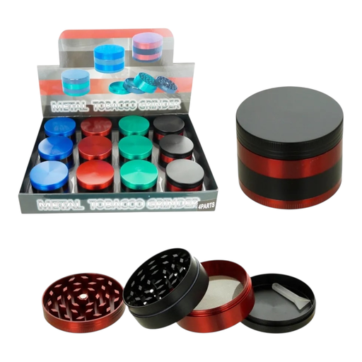[Temp-HAM-004668] TOBACCO GRINDER 50MM TWO-TONE DESIGN 4 PARTS #GR124 BOX OF 12