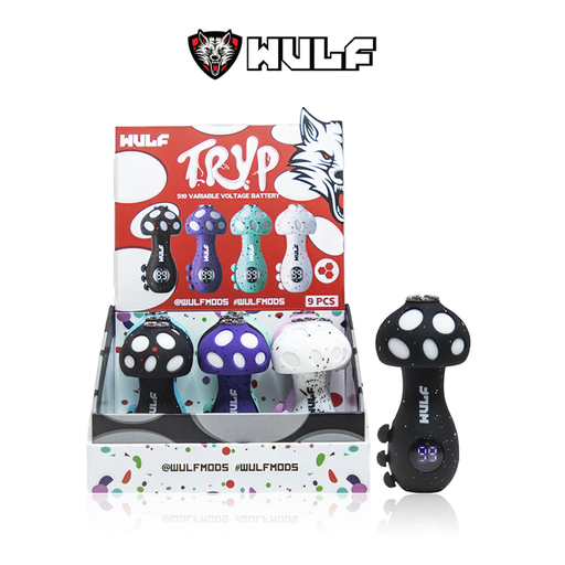 [Temp-HAM-005309] WULF TRYP MUSHROOM SHAPED 510 VARIABLE VOLTAGE BATTERY BOX OF 9