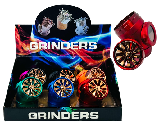[TOBA-26670] TOBACCO GRINDERS CURVED 4 PARTS WITH SIDE WINDOW #CF-63386-2 BOX OF 6