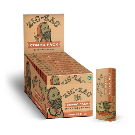 [ZIG -20734] ZIG ZAG UNBLEACHED 1 1/4 COMBO PACK LEAVES + TIPS 50CT BOX OF 24