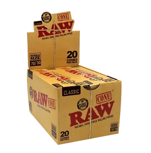 RAW CLASSIC SINGLE SIZE CONES 20CT BOX OF 12