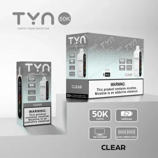 TYN 5% DISPOSABLE 50000 PUFFS BOX OF 5