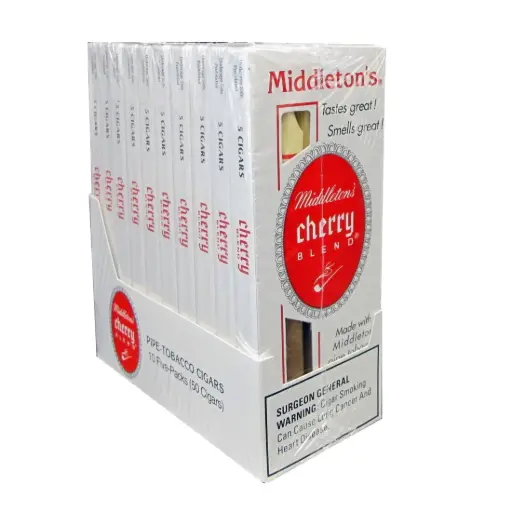 Middleton's Cherry Blend(PLASTIC-TIP)Pipe Tobacco Cigarillos - 5 Pack 
